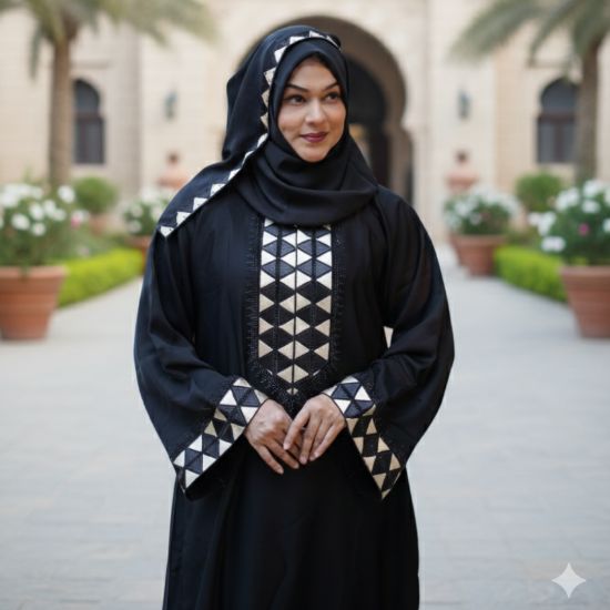 Picture of Dubai Premium Geometric Embroidered Abaya – Black