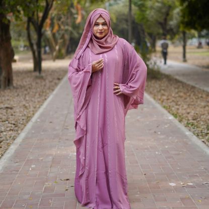 Picture of Dubai Luxury Crystal Vine Abaya – Dusty Rose