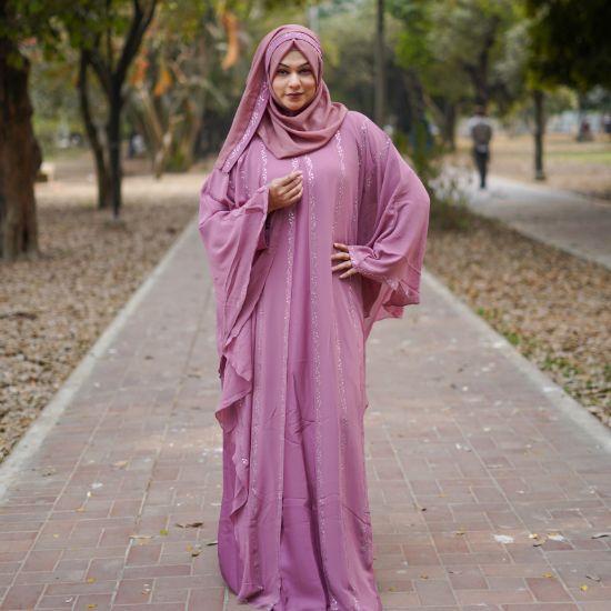 Picture of Dubai Luxury Crystal Vine Abaya – Dusty Rose