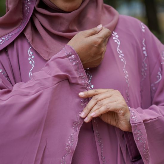 Picture of Dubai Luxury Crystal Vine Abaya – Dusty Rose