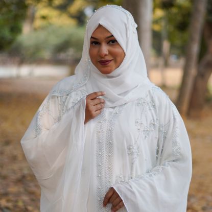 Picture of Dubai Luxury Pearl Crystal Abaya – Pure White