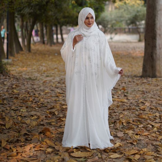 Picture of Dubai Luxury Pearl Crystal Abaya – Pure White