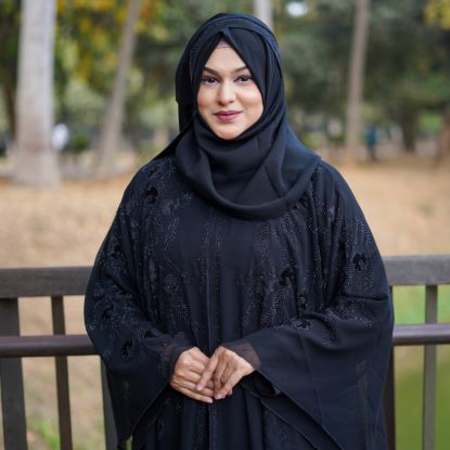 Picture of Dubai Midnight Floral Crystal Abaya – Black