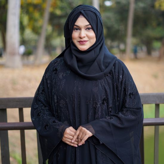 Picture of Dubai Midnight Floral Crystal Abaya – Black