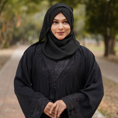 Picture of Dubai Royal Black Crystal Abaya
