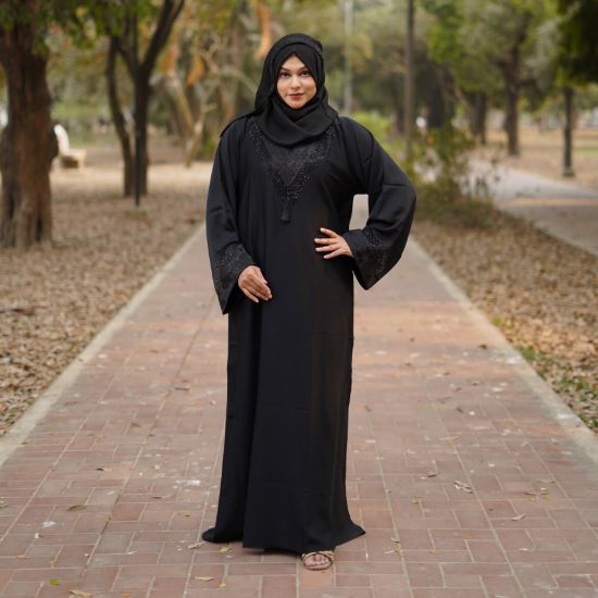 Picture of Dubai Royal Black Crystal Abaya