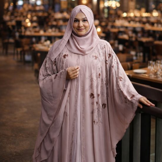Picture of Dubai Blush Rose Crystal Abaya