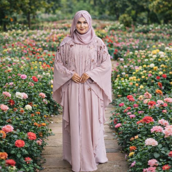 Picture of Dubai Blush Rose Crystal Abaya