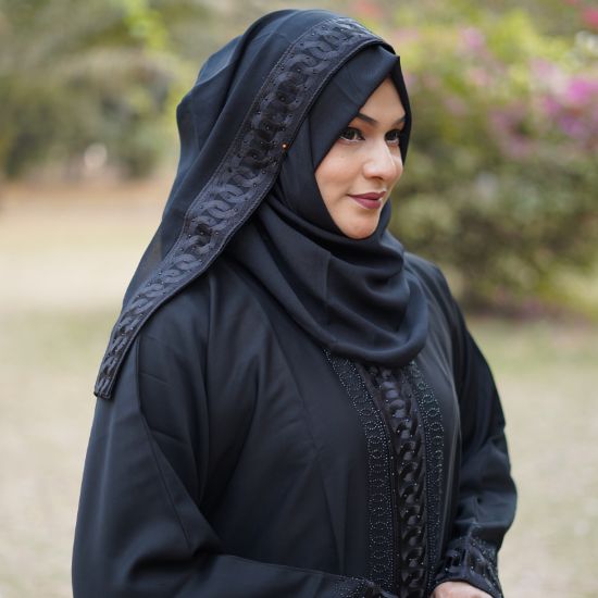 Picture of Dubai Black Imperial Floral Abaya