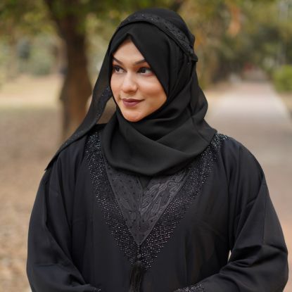Picture of Dubai Black Royal Crystal Abaya