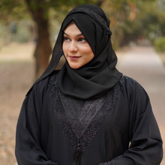 Picture of Dubai Black Royal Crystal Abaya